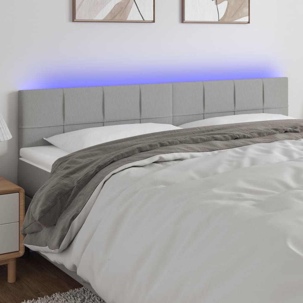 Hoofdbord LED 200x5x78/88 cm stof lichtgrijs is nu te koop bij PeponiXL, paradijselijk wonen!