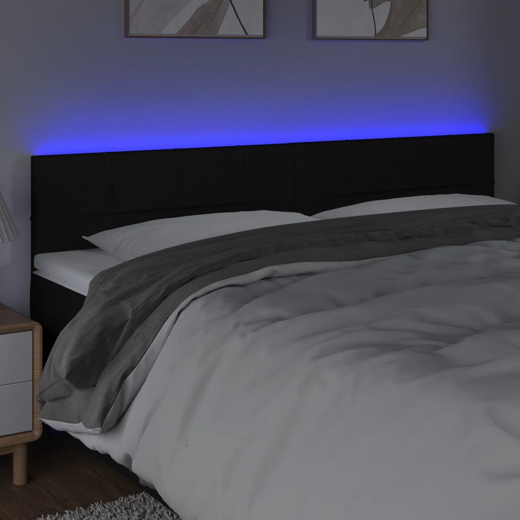 Hoofdbord LED 200x5x78/88 cm stof zwart is nu te koop bij PeponiXL, paradijselijk wonen!