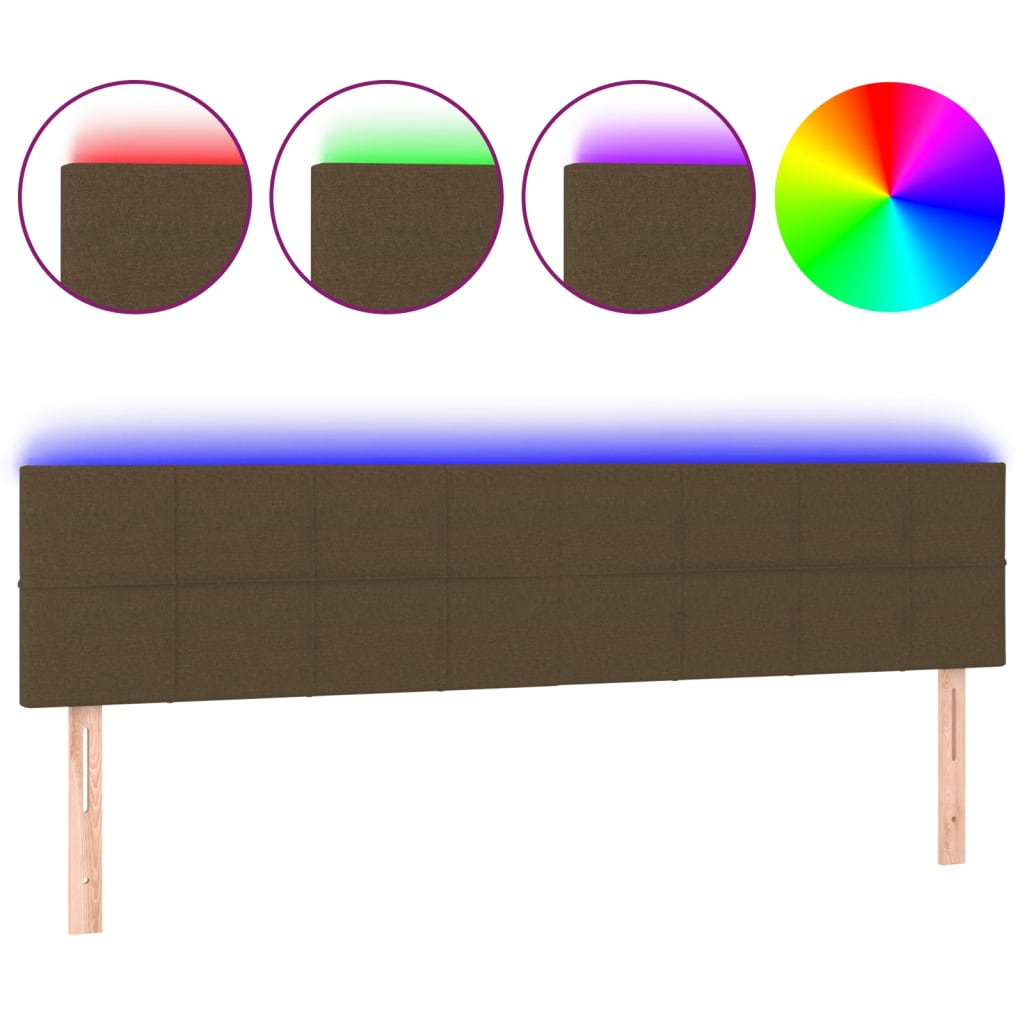Hoofdbord LED 200x5x78/88 cm stof donkerbruin is nu te koop bij PeponiXL, paradijselijk wonen!