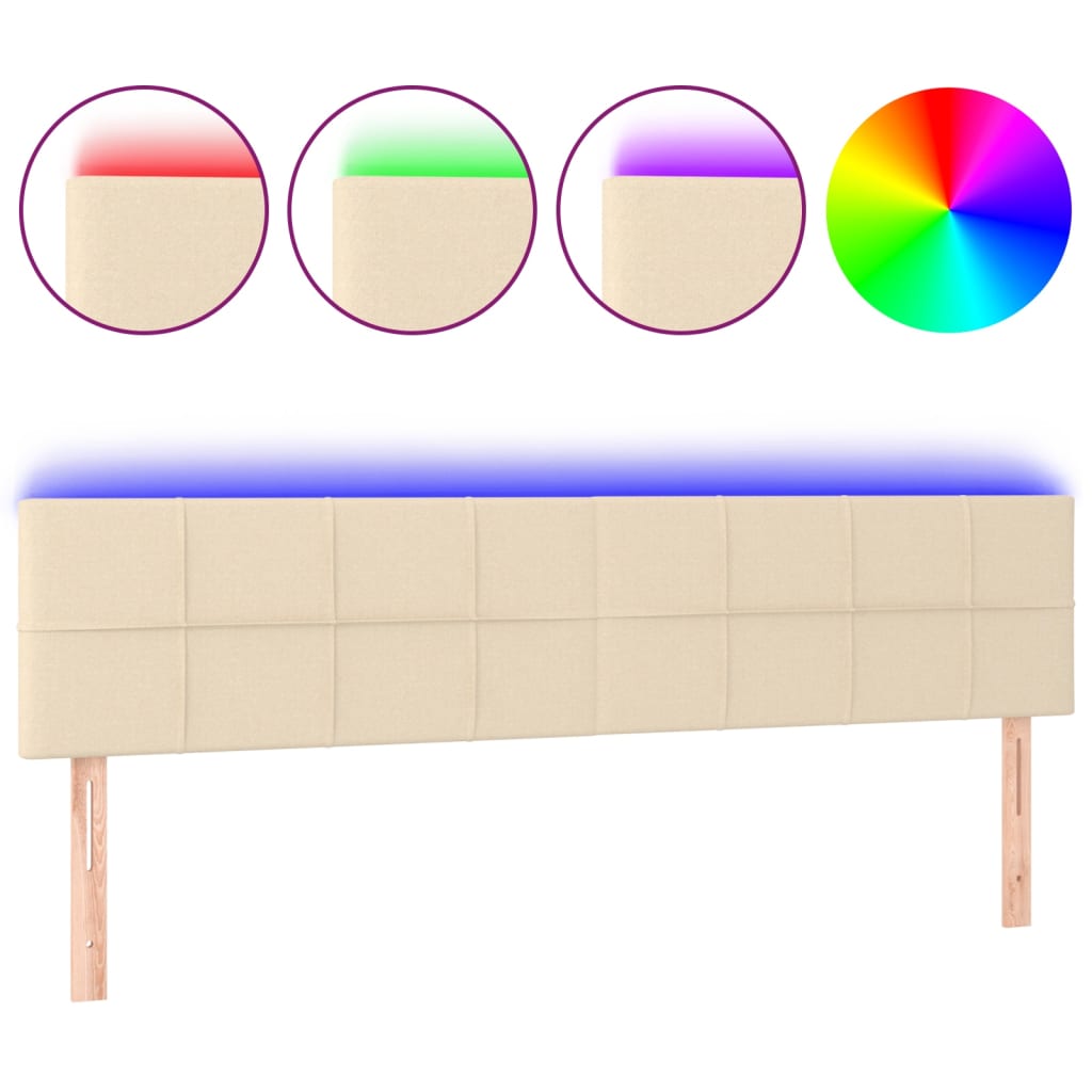 Hoofdbord LED 200x5x78/88 cm stof crèmekleurig is nu te koop bij PeponiXL, paradijselijk wonen!