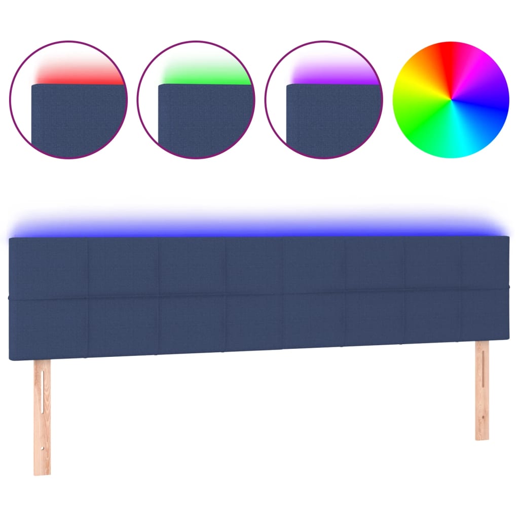 Hoofdbord LED 200x5x78/88 cm stof blauw is nu te koop bij PeponiXL, paradijselijk wonen!