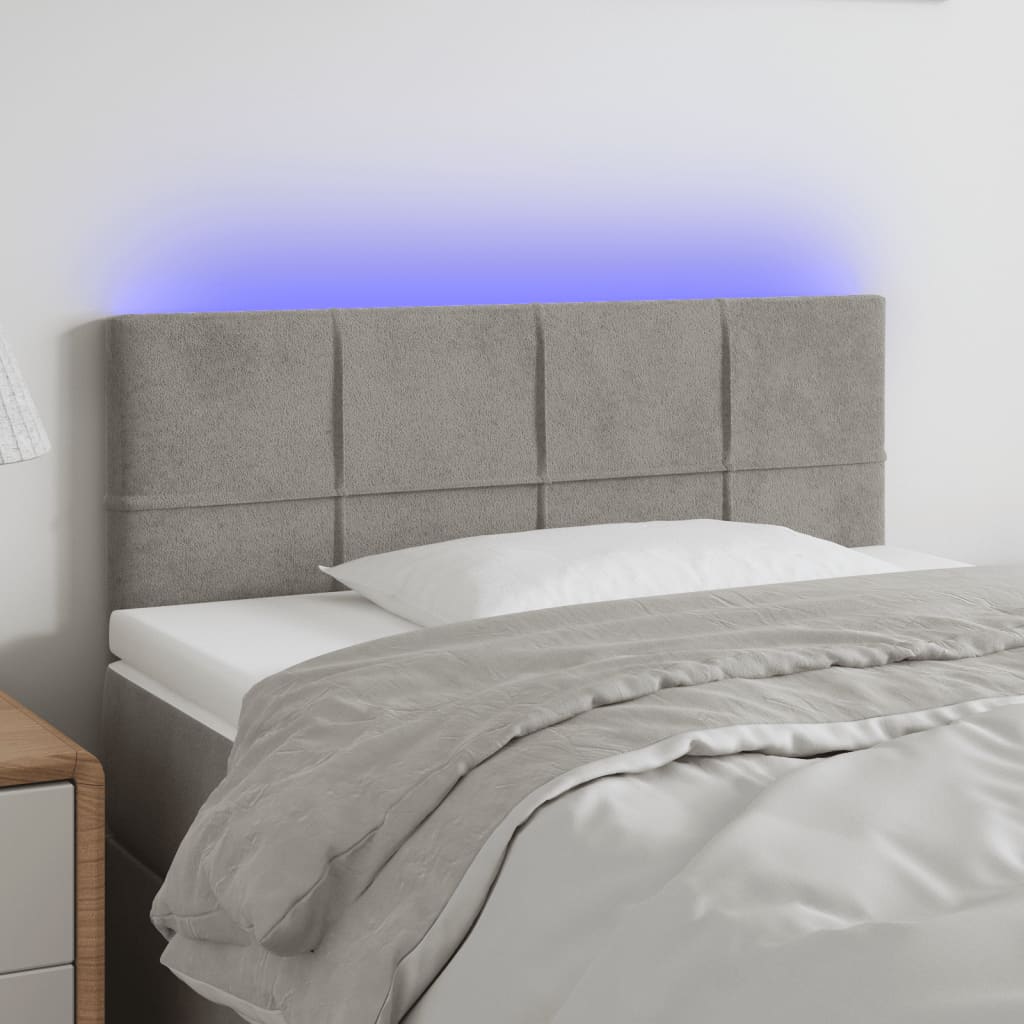 Hoofdbord LED 90x5x78/88 cm fluweel lichtgrijs is nu te koop bij PeponiXL, paradijselijk wonen!