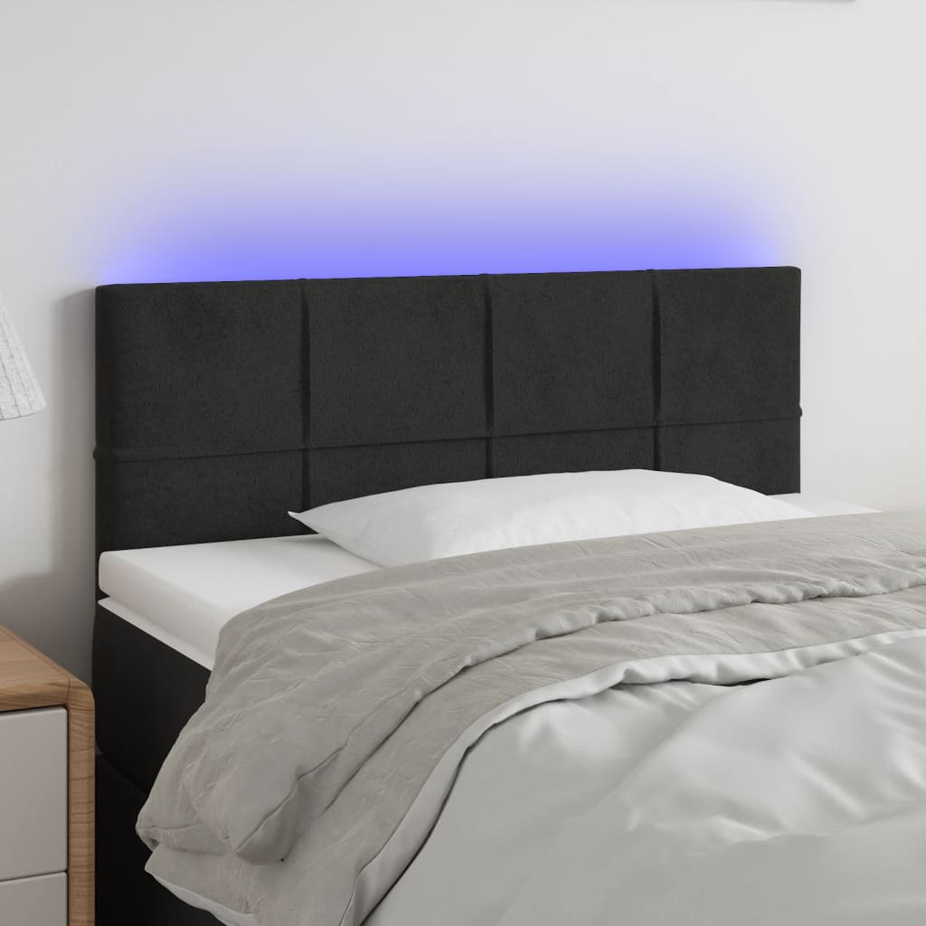 Hoofdbord LED 90x5x78/88 cm fluweel zwart is nu te koop bij PeponiXL, paradijselijk wonen!