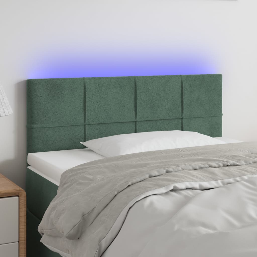 Hoofdbord LED 90x5x78/88 cm fluweel donkergroen is nu te koop bij PeponiXL, paradijselijk wonen!