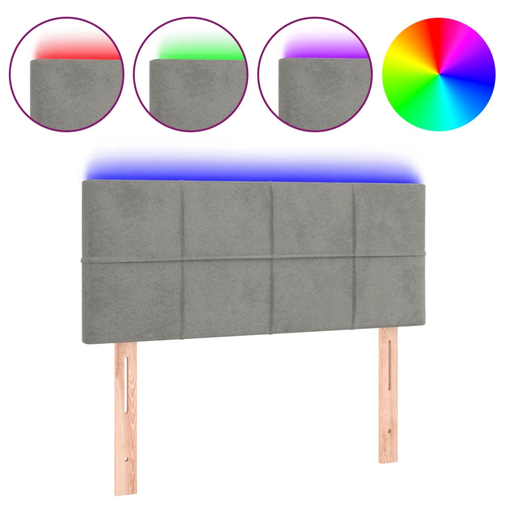 Hoofdbord LED 100x5x78/88 cm fluweel lichtgrijs is nu te koop bij PeponiXL, paradijselijk wonen!