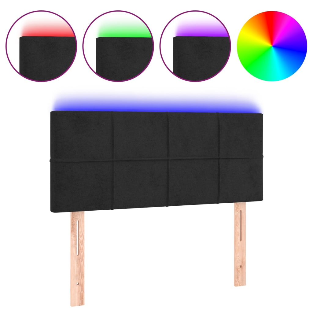 Hoofdbord LED 100x5x78/88 cm fluweel zwart is nu te koop bij PeponiXL, paradijselijk wonen!