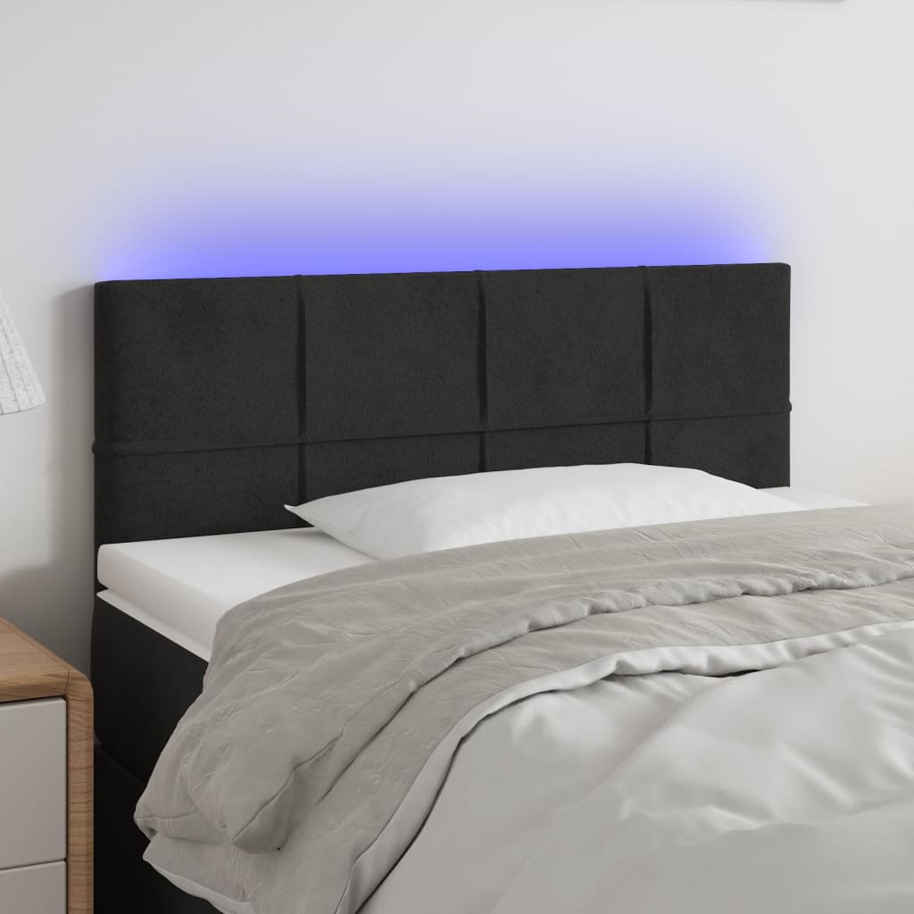 Hoofdbord LED 100x5x78/88 cm fluweel zwart is nu te koop bij PeponiXL, paradijselijk wonen!