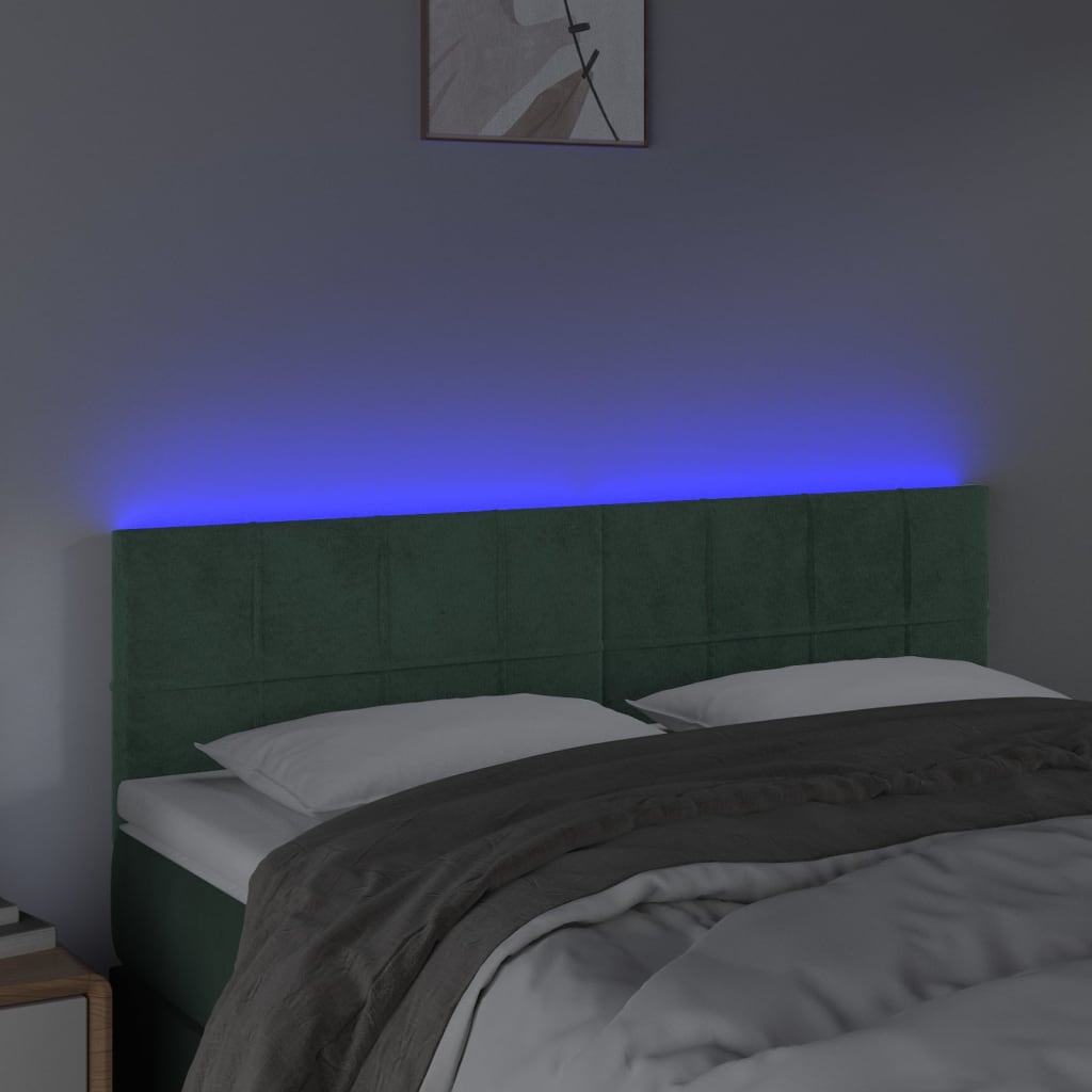 Hoofdbord LED 144x5x78/88 cm fluweel donkergroen is nu te koop bij PeponiXL, paradijselijk wonen!
