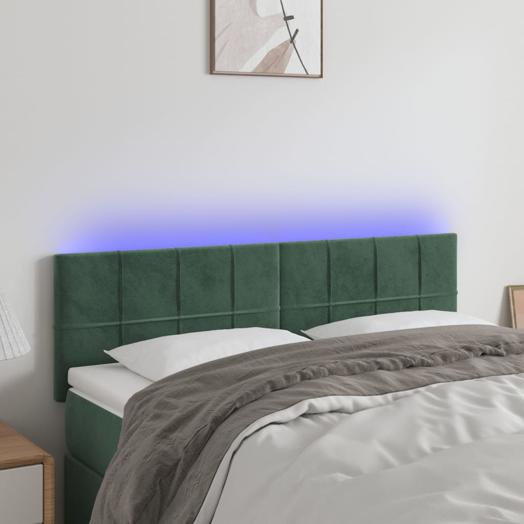 Hoofdbord LED 144x5x78/88 cm fluweel donkergroen is nu te koop bij PeponiXL, paradijselijk wonen!