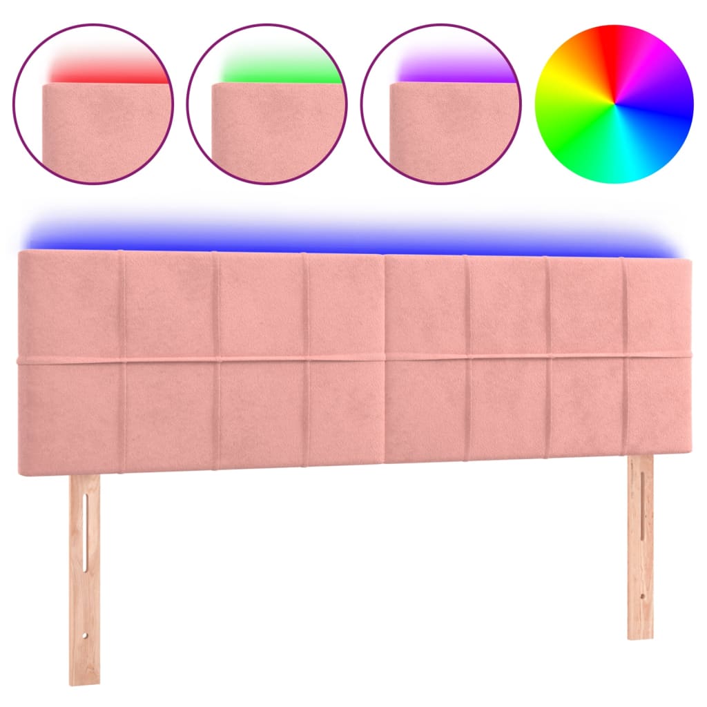 Hoofdbord LED 144x5x78/88 cm fluweel roze is nu te koop bij PeponiXL, paradijselijk wonen!