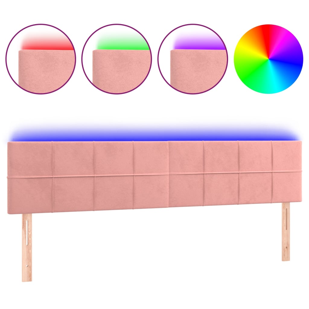 Hoofdbord LED 160x5x78/88 cm fluweel roze is nu te koop bij PeponiXL, paradijselijk wonen!