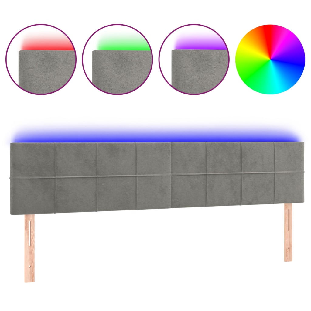Hoofdbord LED 180x5x78/88 cm fluweel lichtgrijs is nu te koop bij PeponiXL, paradijselijk wonen!