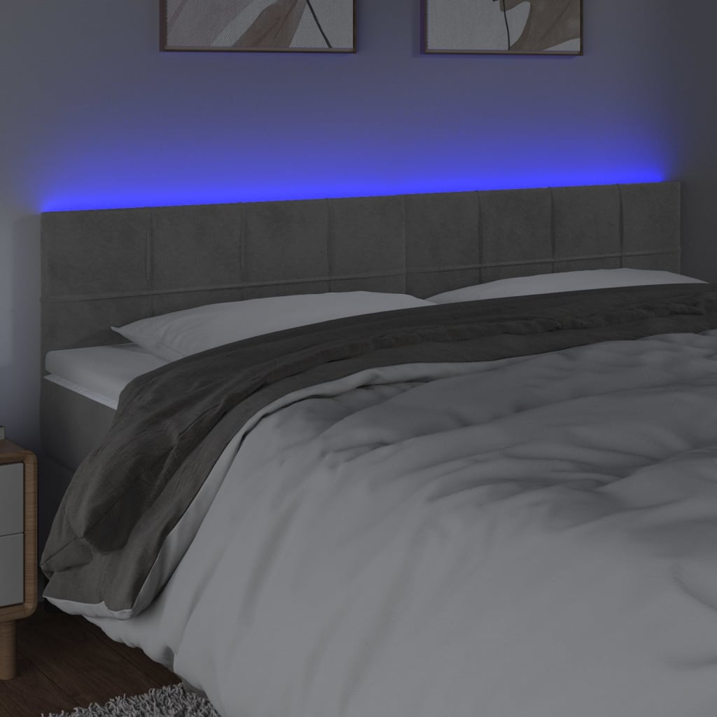 Hoofdbord LED 180x5x78/88 cm fluweel lichtgrijs is nu te koop bij PeponiXL, paradijselijk wonen!