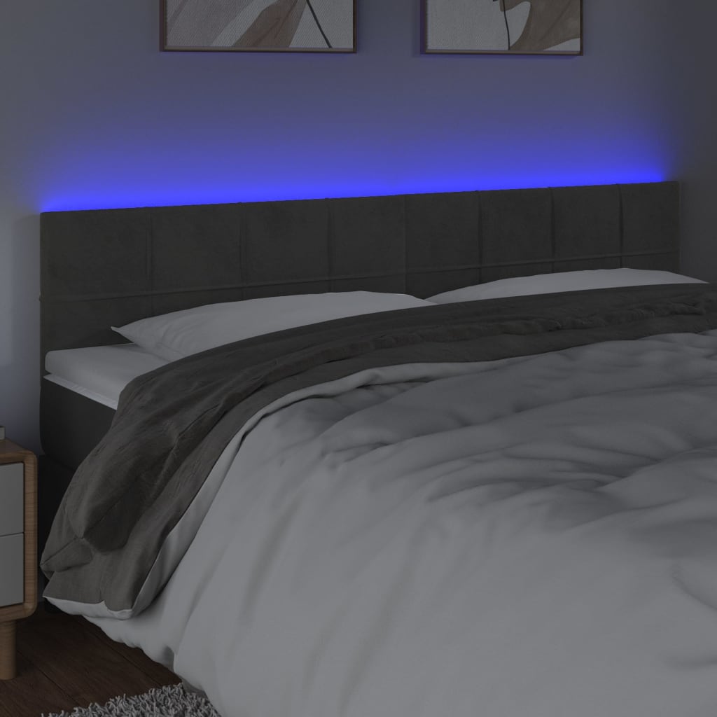 Hoofdbord LED 180x5x78/88 cm fluweel donkergrijs is nu te koop bij PeponiXL, paradijselijk wonen!