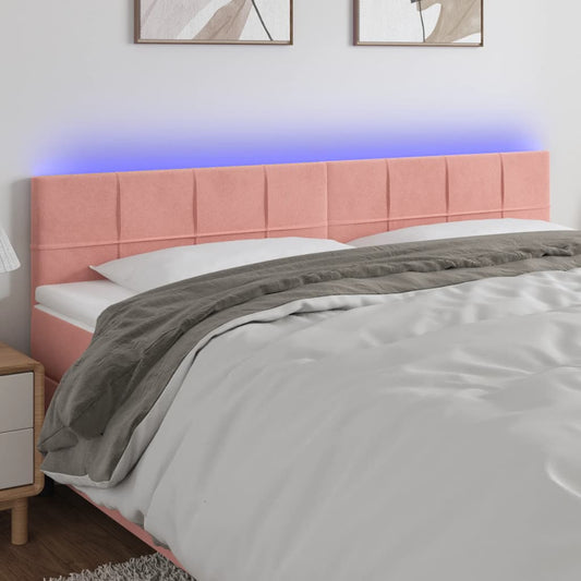 Hoofdbord LED 180x5x78/88 cm fluweel roze is nu te koop bij PeponiXL, paradijselijk wonen!