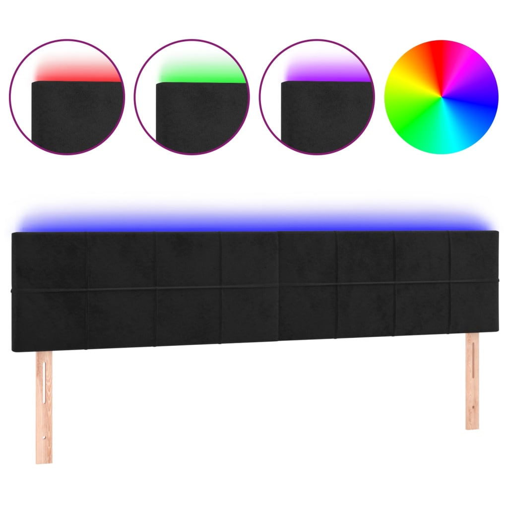 Hoofdbord LED 200x5x78/88 cm fluweel zwart is nu te koop bij PeponiXL, paradijselijk wonen!