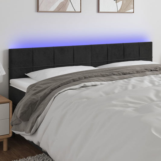 Hoofdbord LED 200x5x78/88 cm fluweel zwart is nu te koop bij PeponiXL, paradijselijk wonen!