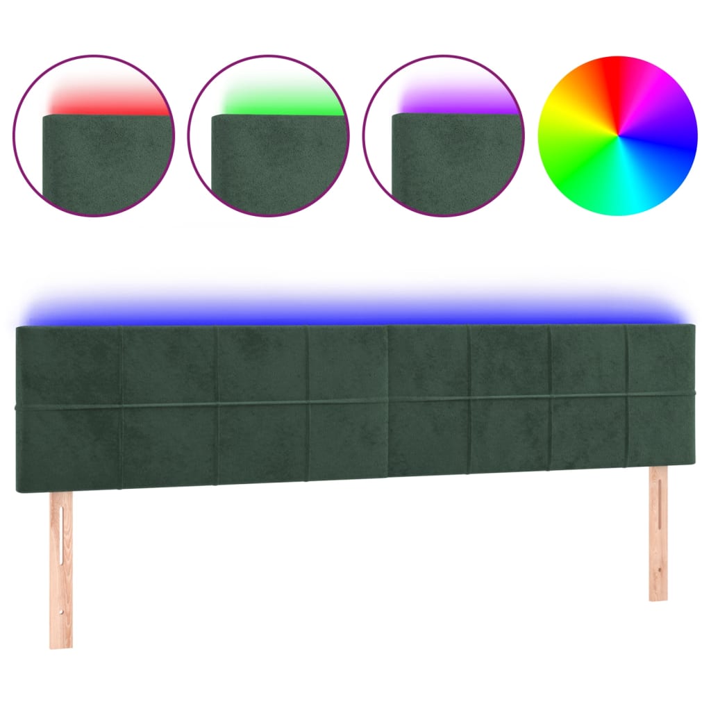 Hoofdbord LED 200x5x78/88 cm fluweel donkergroen is nu te koop bij PeponiXL, paradijselijk wonen!