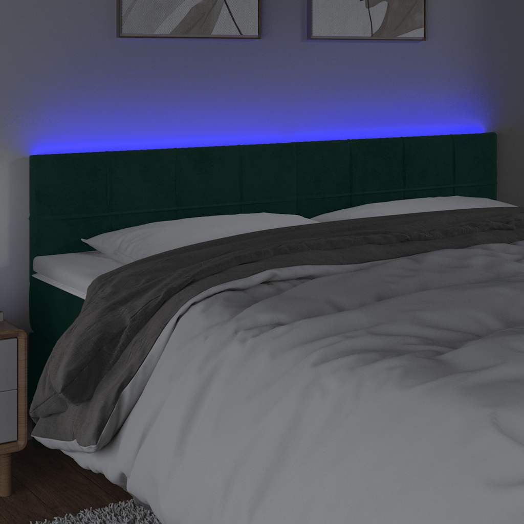 Hoofdbord LED 200x5x78/88 cm fluweel donkergroen is nu te koop bij PeponiXL, paradijselijk wonen!