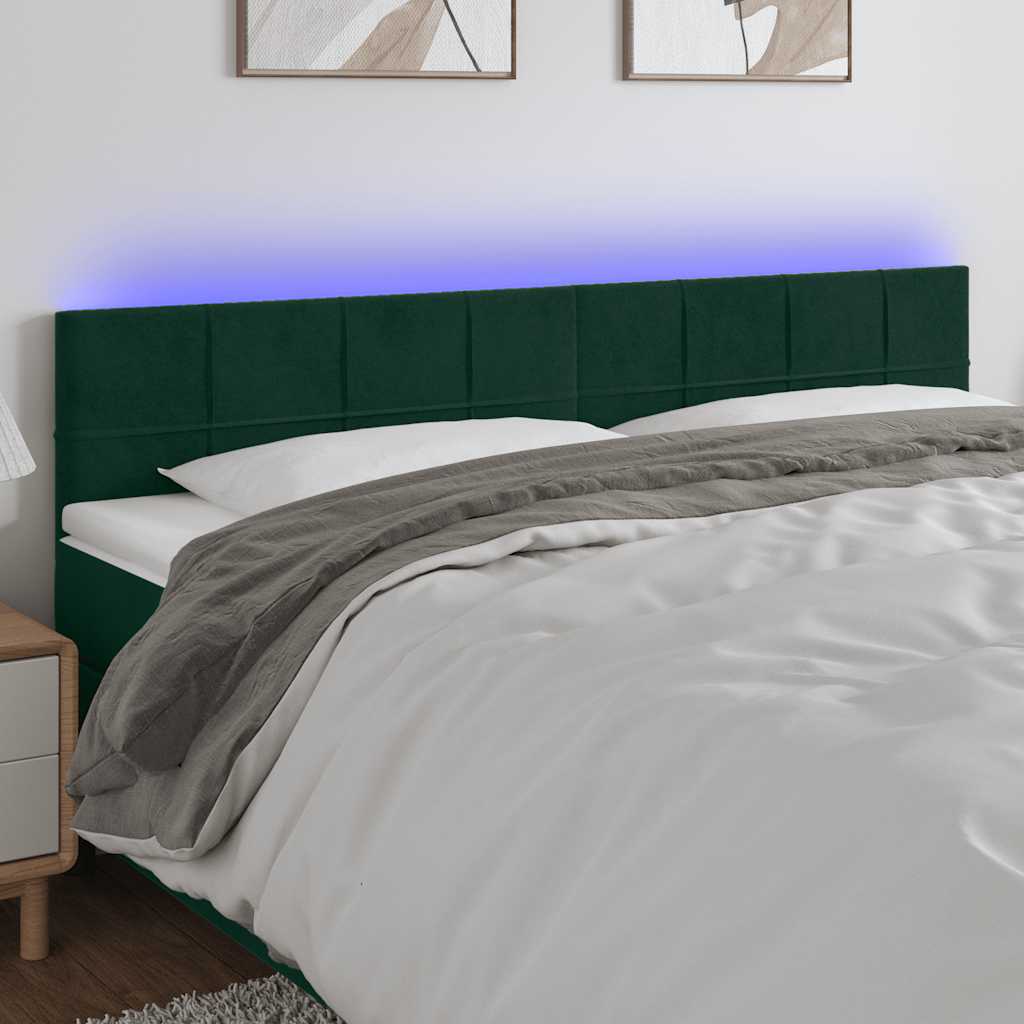 Hoofdbord LED 200x5x78/88 cm fluweel donkergroen is nu te koop bij PeponiXL, paradijselijk wonen!