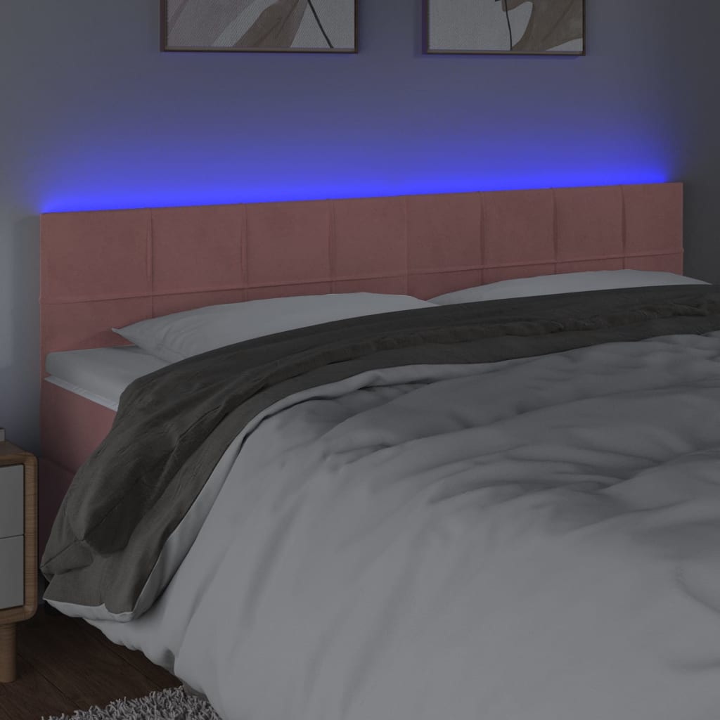 Hoofdbord LED 200x5x78/88 cm fluweel roze is nu te koop bij PeponiXL, paradijselijk wonen!