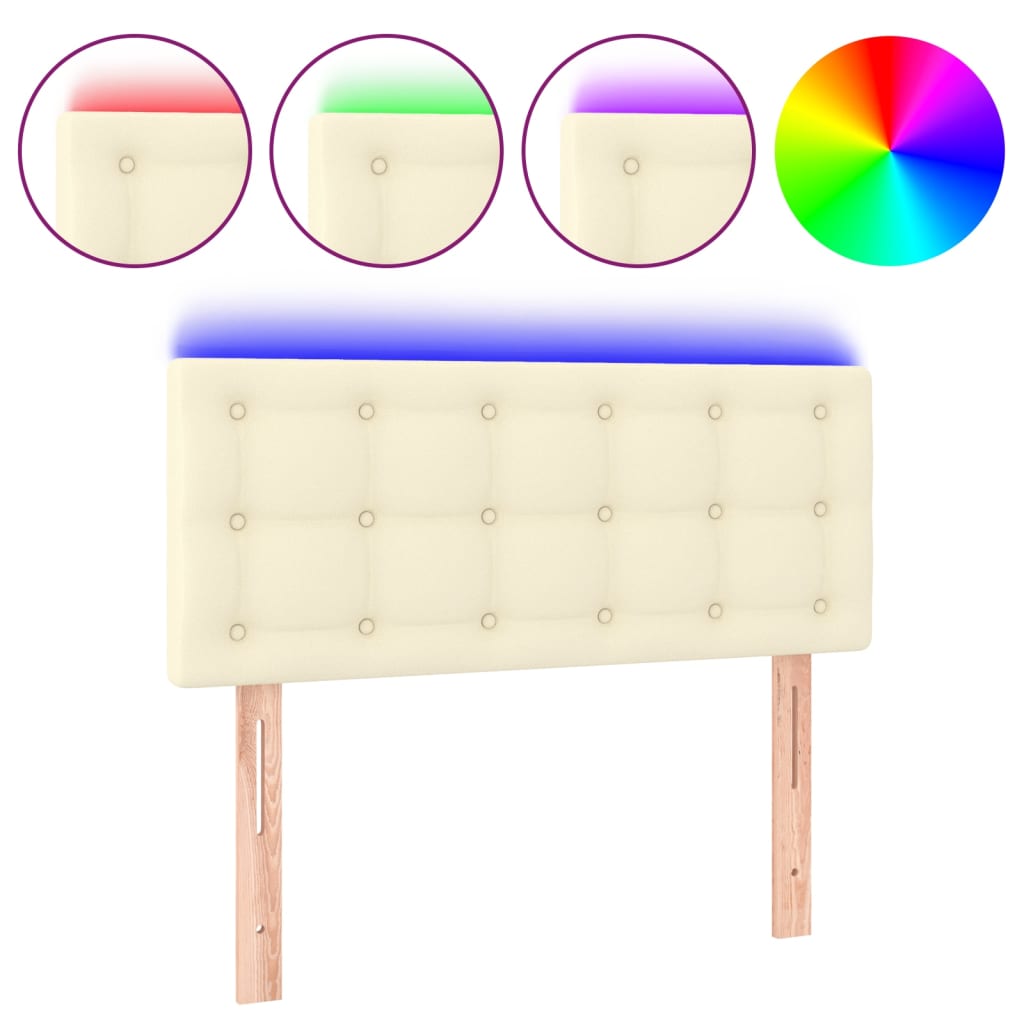 Hoofdbord LED 80x5x78/88 cm kunstleer crèmekleurig is nu te koop bij PeponiXL, paradijselijk wonen!