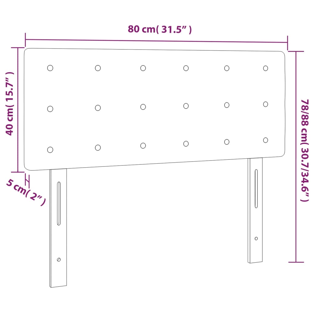 Hoofdbord LED 80x5x78/88 cm kunstleer crèmekleurig is nu te koop bij PeponiXL, paradijselijk wonen!