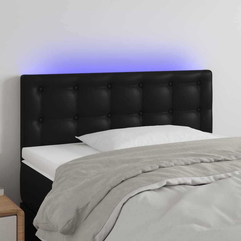 Hoofdbord LED 90x5x78/88 cm kunstleer zwart is nu te koop bij PeponiXL, paradijselijk wonen!
