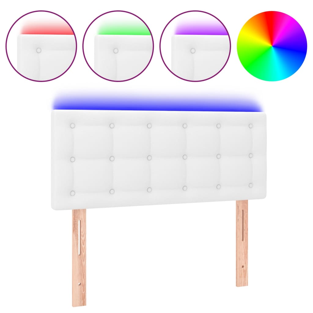 Hoofdbord LED 90x5x78/88 cm kunstleer wit is nu te koop bij PeponiXL, paradijselijk wonen!