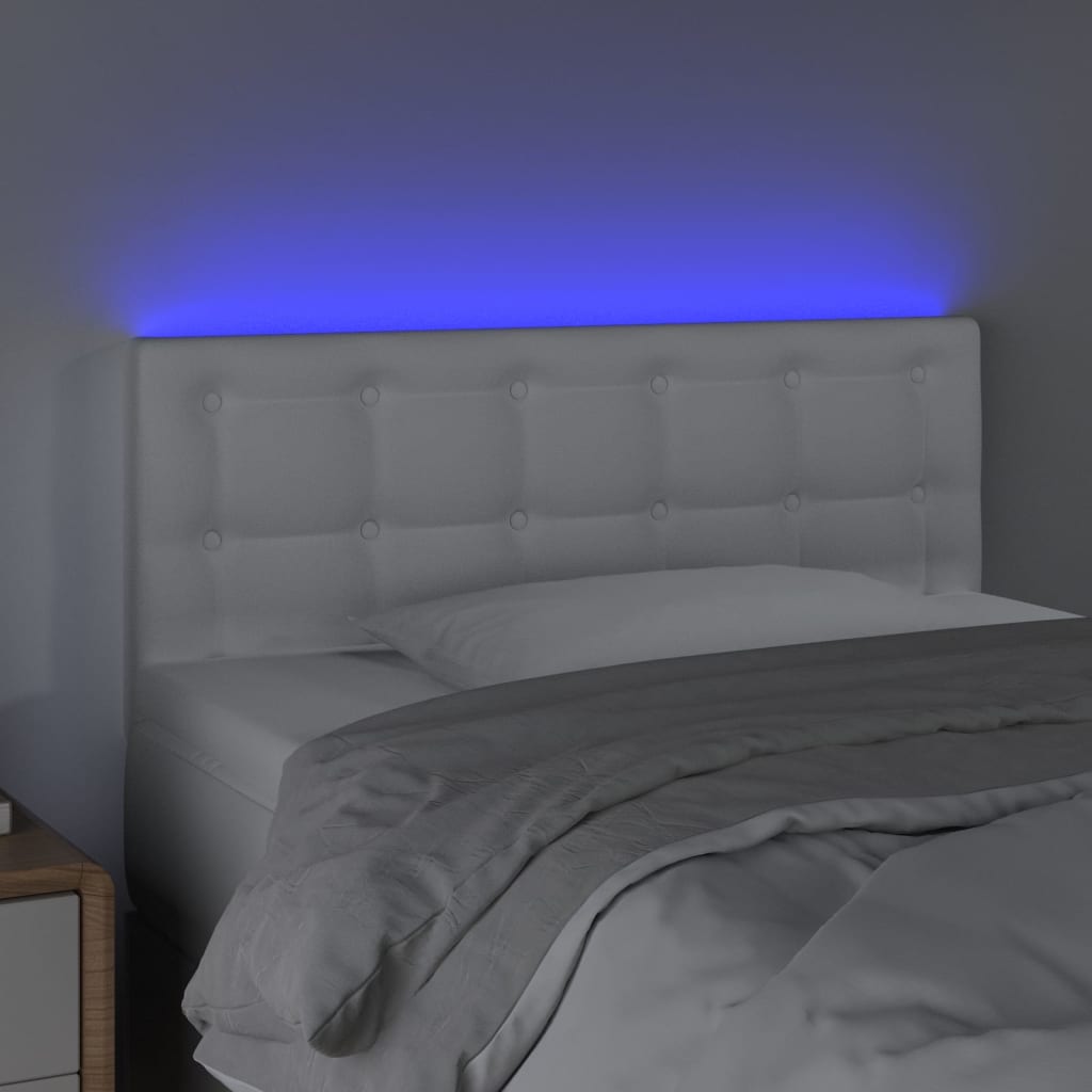 Hoofdbord LED 90x5x78/88 cm kunstleer wit is nu te koop bij PeponiXL, paradijselijk wonen!