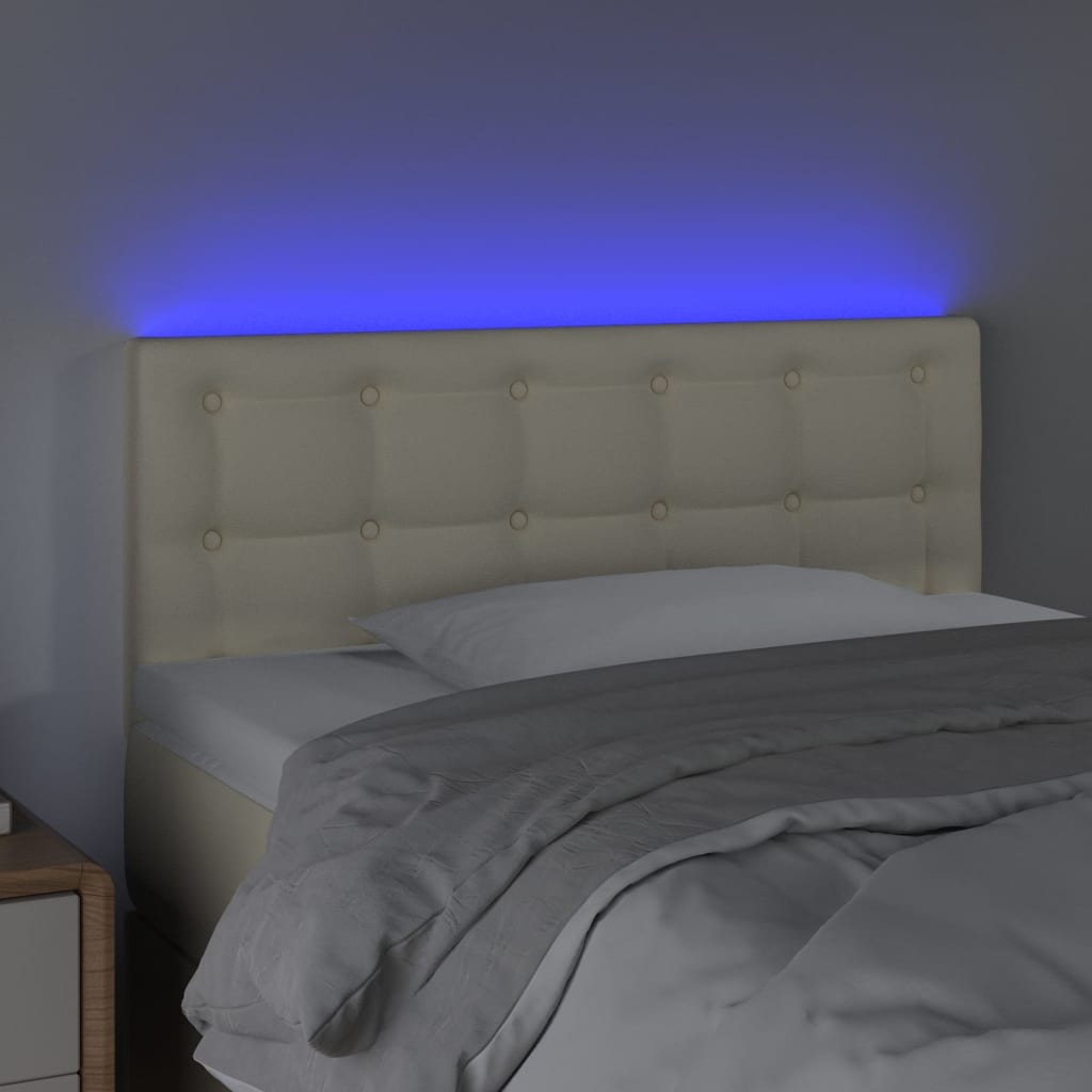 Hoofdbord LED 90x5x78/88 cm kunstleer crèmekleurig is nu te koop bij PeponiXL, paradijselijk wonen!