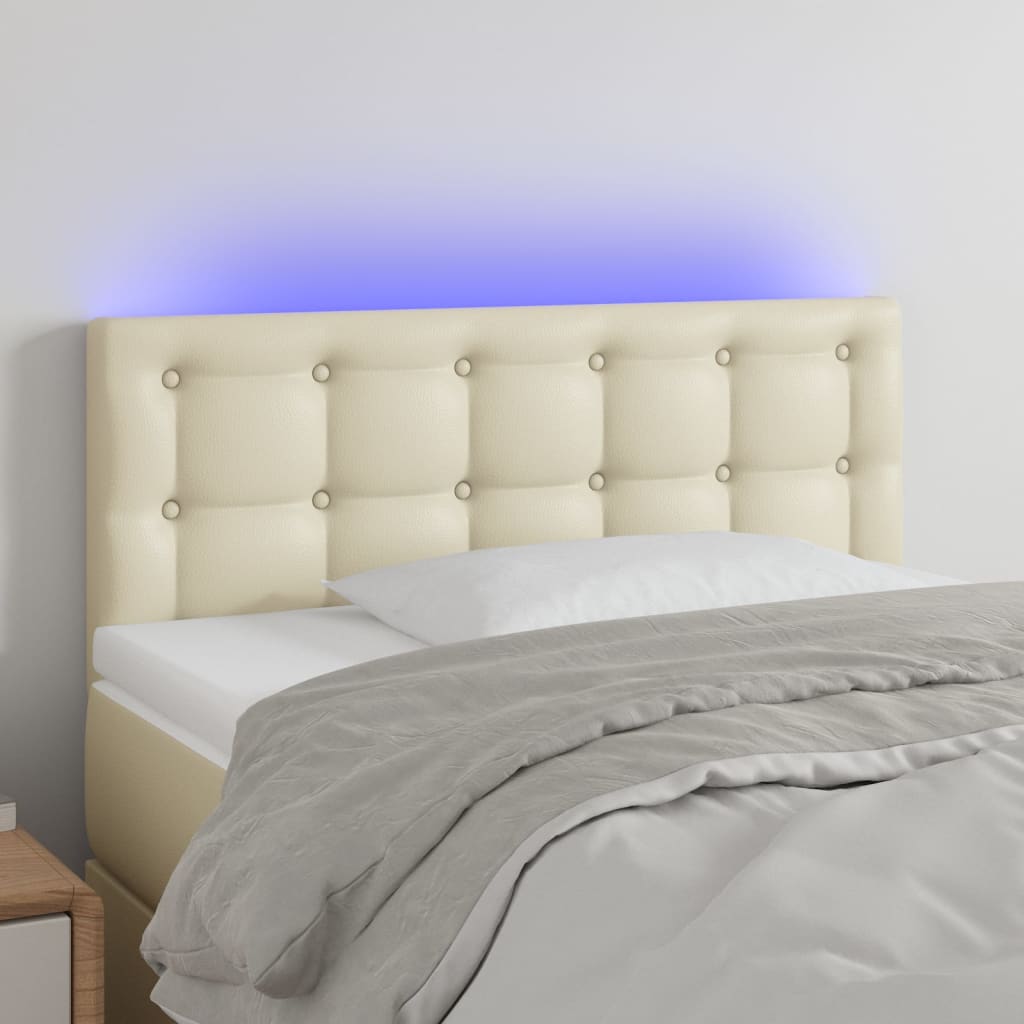 Hoofdbord LED 90x5x78/88 cm kunstleer crèmekleurig is nu te koop bij PeponiXL, paradijselijk wonen!