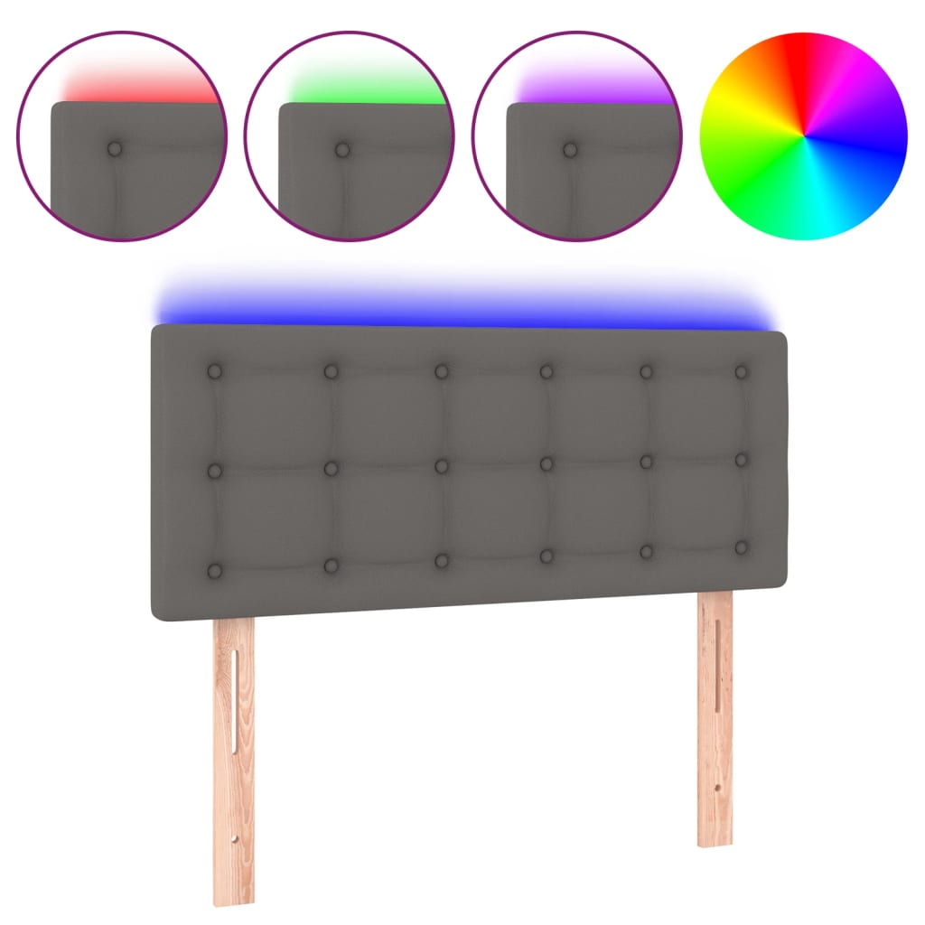 Hoofdbord LED 90x5x78/88 cm kunstleer grijs is nu te koop bij PeponiXL, paradijselijk wonen!