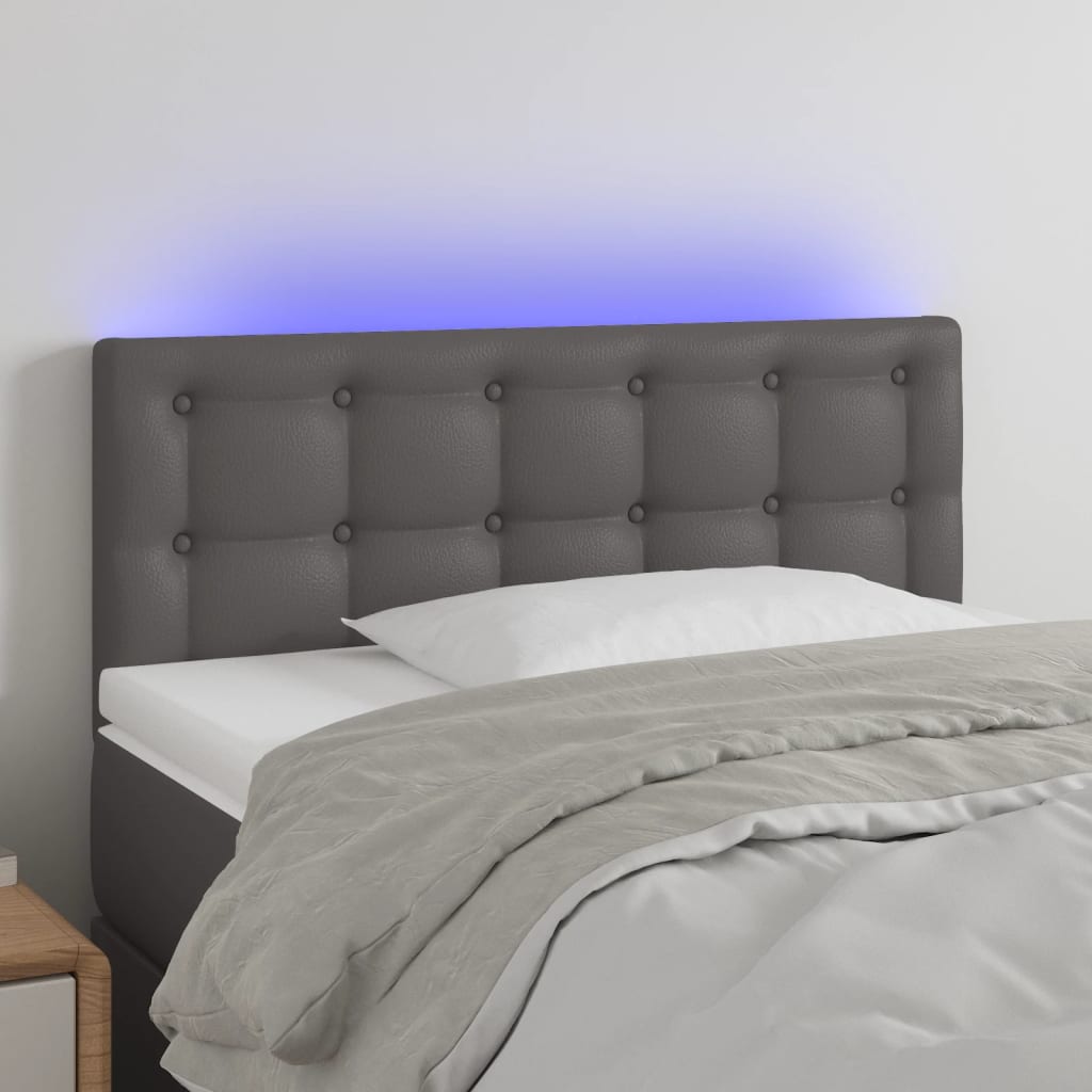 Hoofdbord LED 90x5x78/88 cm kunstleer grijs is nu te koop bij PeponiXL, paradijselijk wonen!