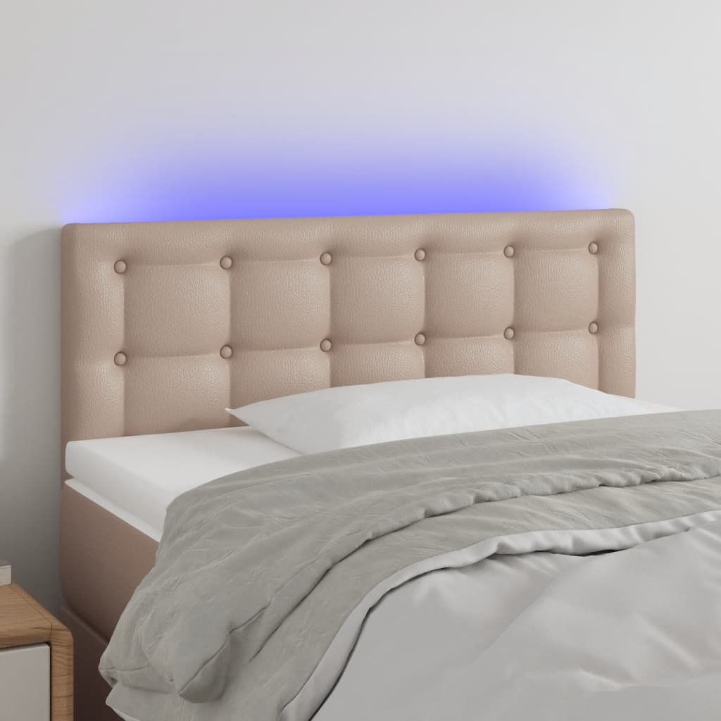 Hoofdbord LED 90x5x78/88 cm kunstleer cappuccinokleurig is nu te koop bij PeponiXL, paradijselijk wonen!