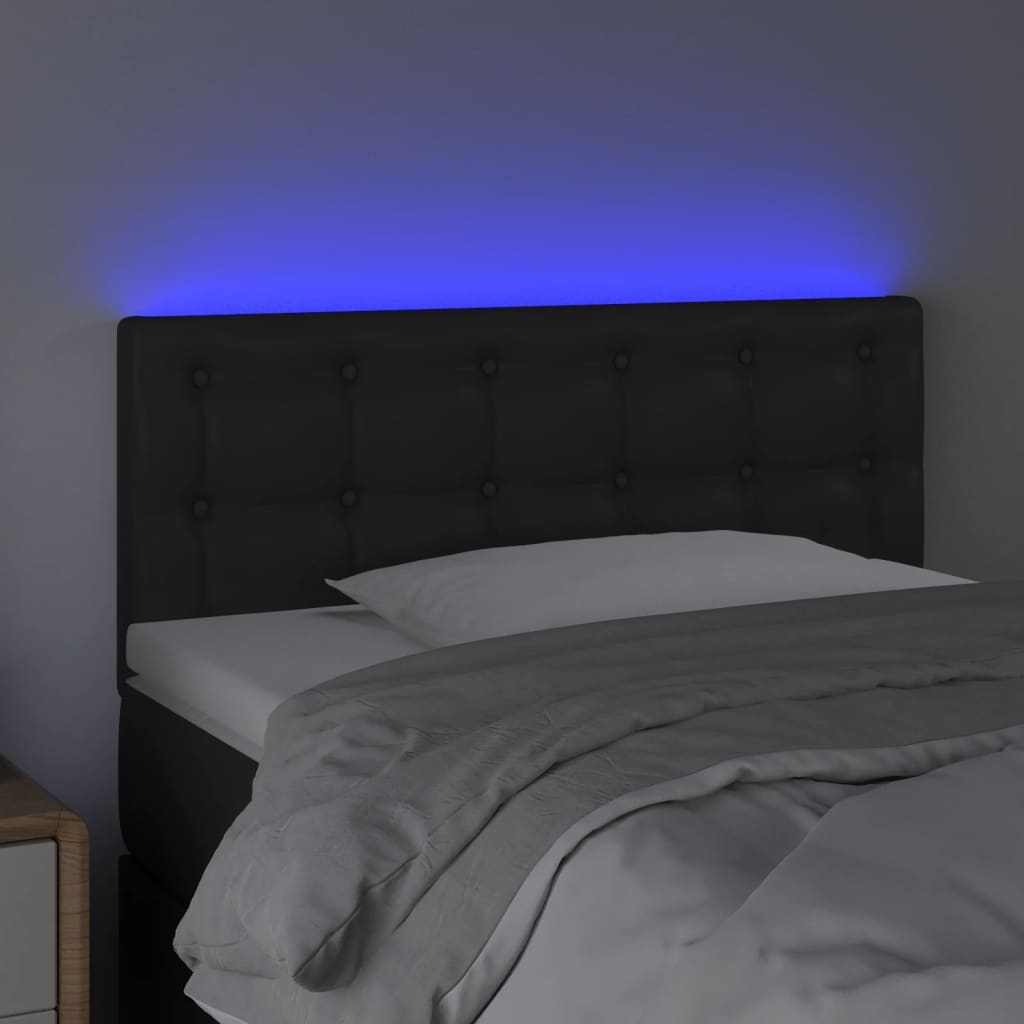 Hoofdbord LED 100x5x78/88 cm kunstleer zwart is nu te koop bij PeponiXL, paradijselijk wonen!