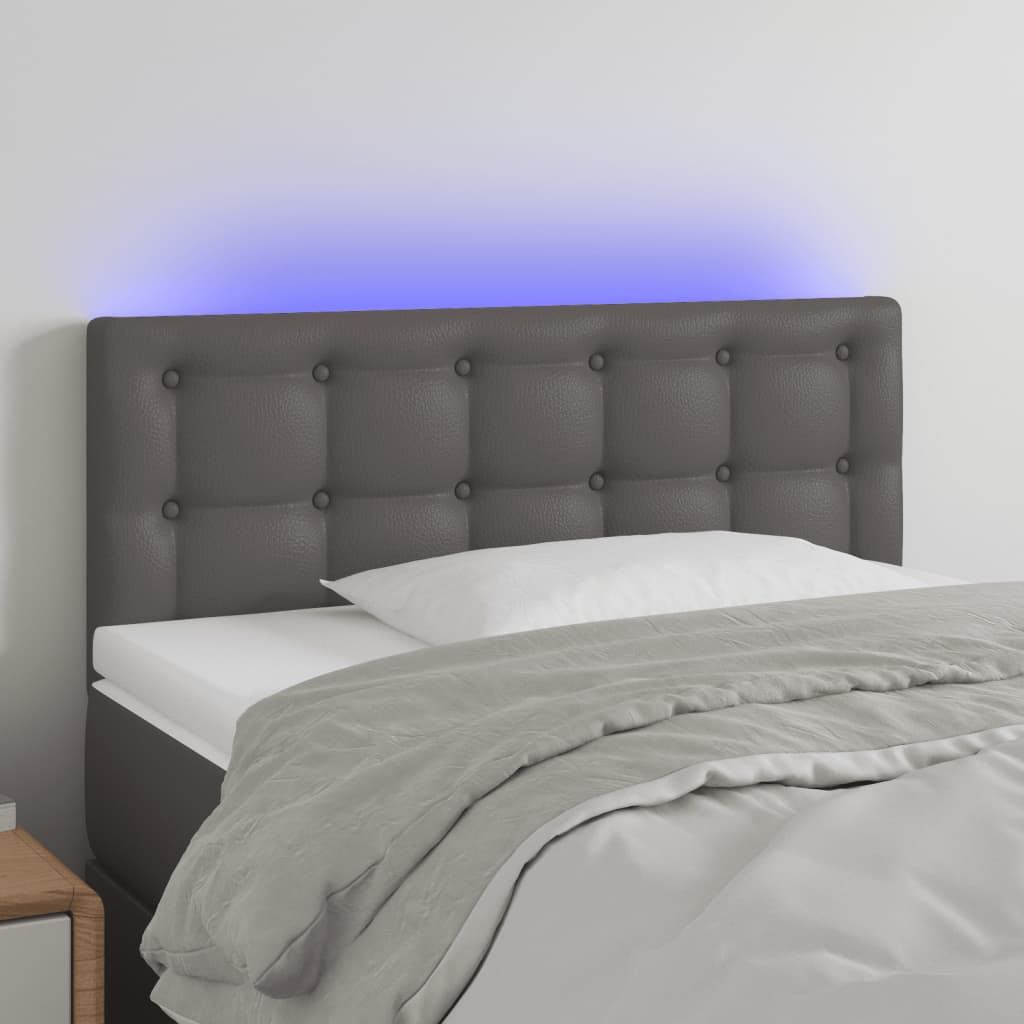 Hoofdbord LED 100x5x78/88 cm kunstleer grijs is nu te koop bij PeponiXL, paradijselijk wonen!