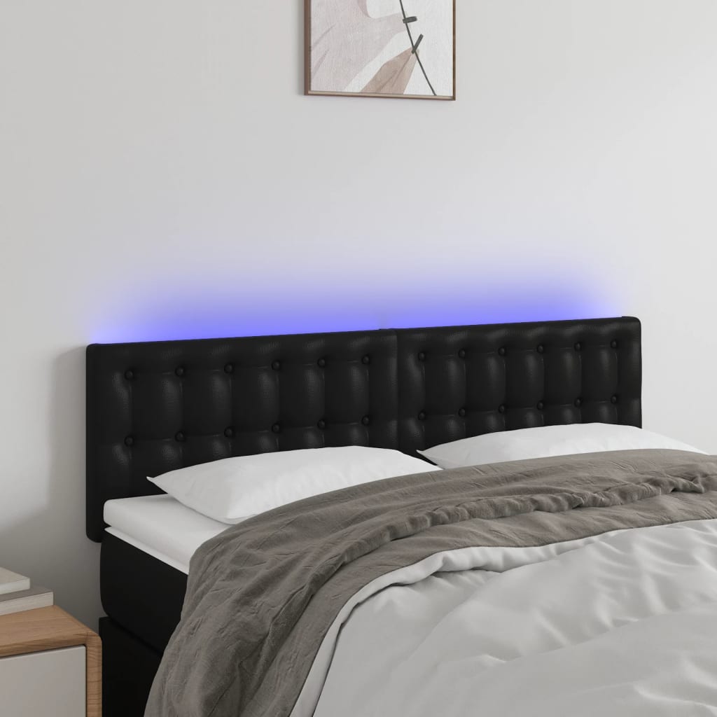 Hoofdbord LED 144x5x78/88 cm kunstleer zwart is nu te koop bij PeponiXL, paradijselijk wonen!