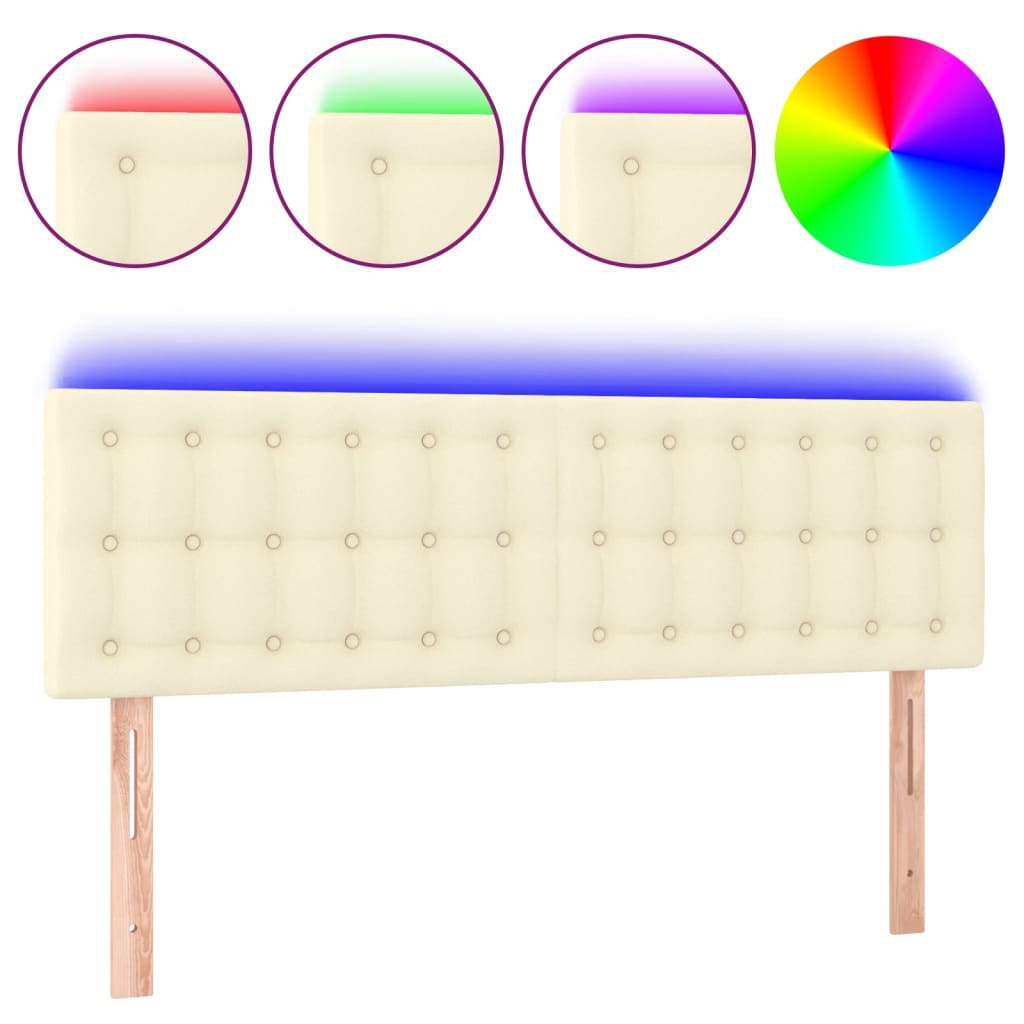 Hoofdbord LED 144x5x78/88 cm kunstleer crèmekleurig is nu te koop bij PeponiXL, paradijselijk wonen!