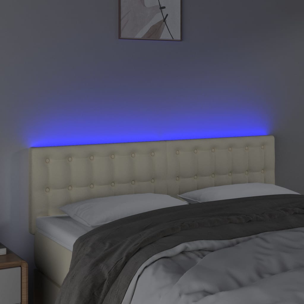 Hoofdbord LED 144x5x78/88 cm kunstleer crèmekleurig is nu te koop bij PeponiXL, paradijselijk wonen!