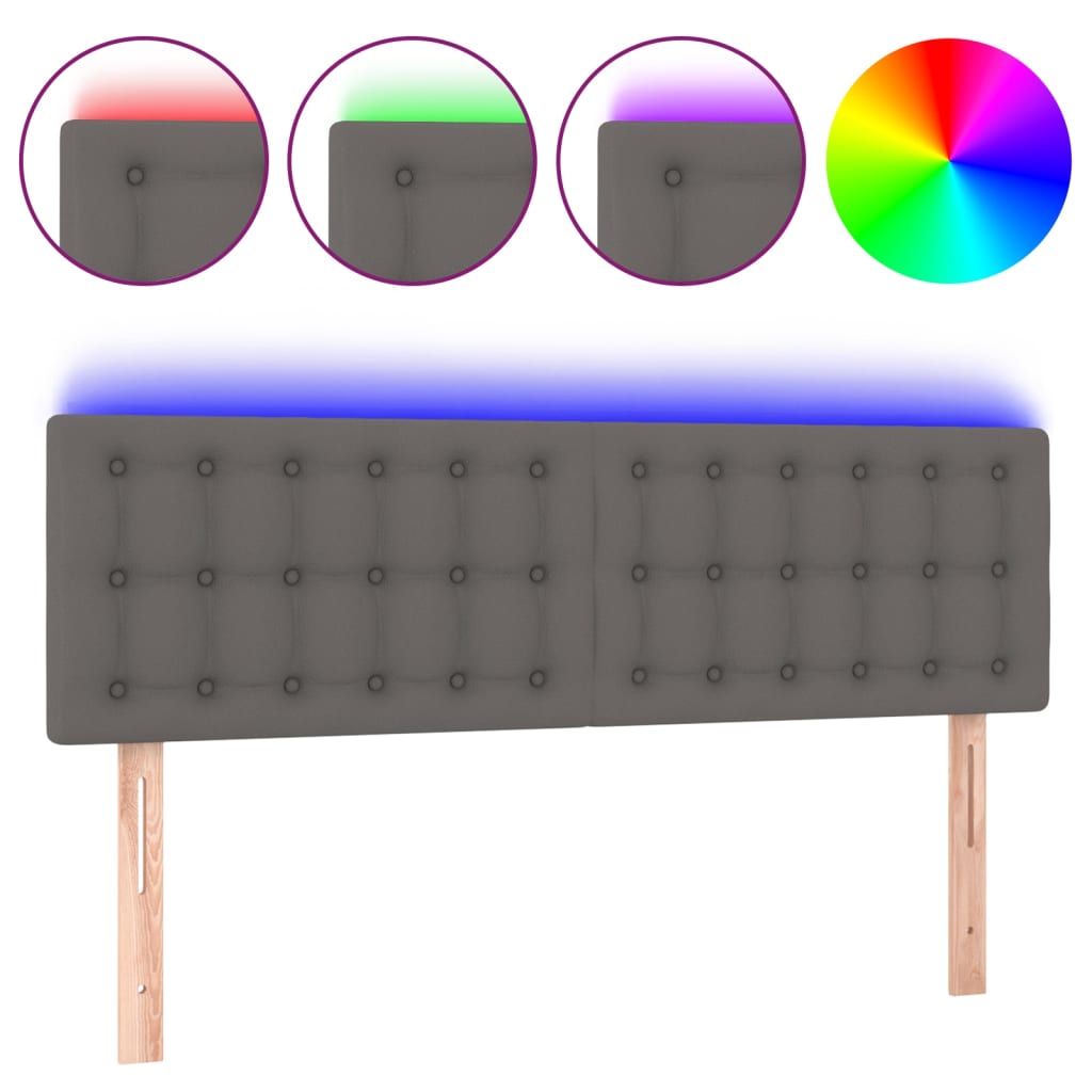 Hoofdbord LED 144x5x78/88 cm kunstleer grijs is nu te koop bij PeponiXL, paradijselijk wonen!