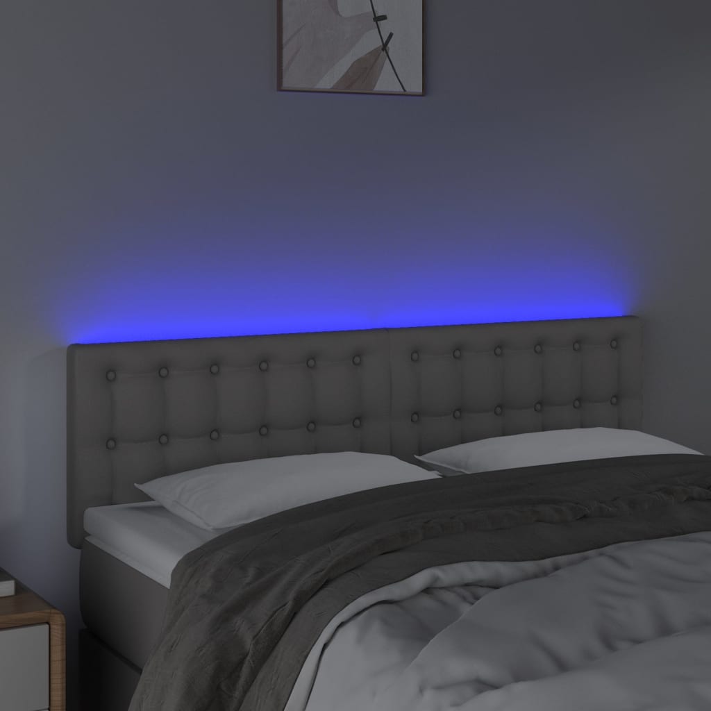 Hoofdbord LED 144x5x78/88 cm kunstleer grijs is nu te koop bij PeponiXL, paradijselijk wonen!