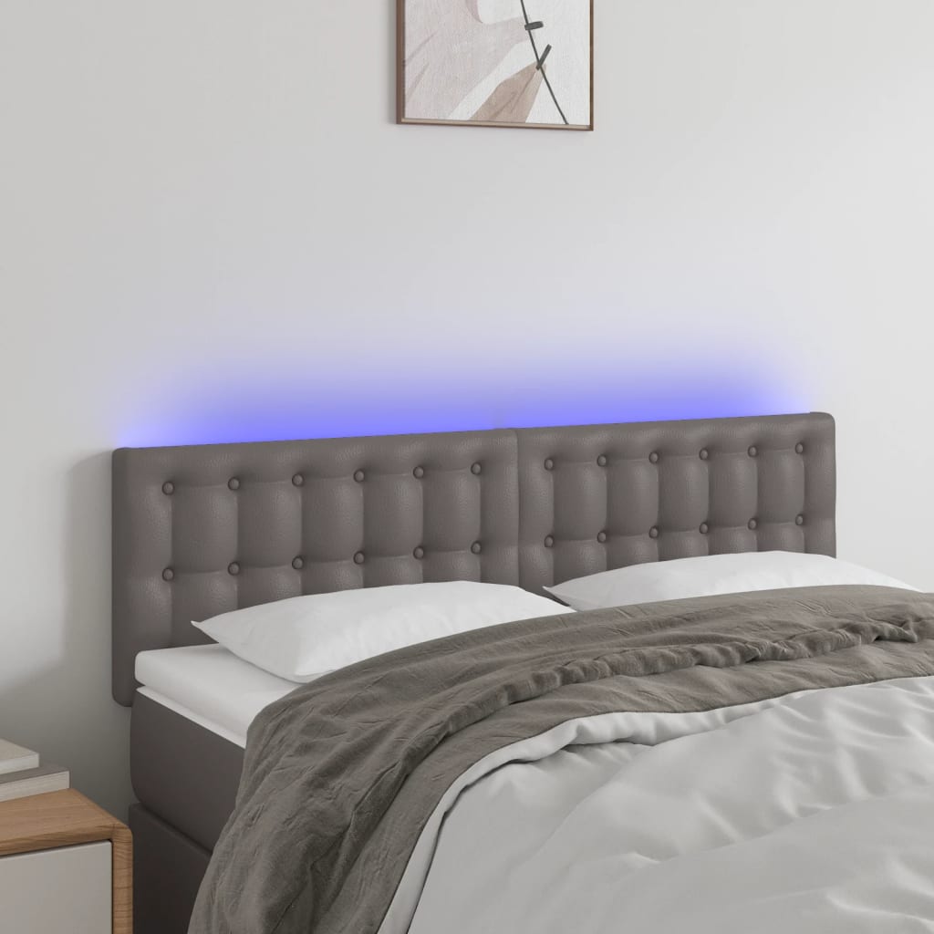 Hoofdbord LED 144x5x78/88 cm kunstleer grijs is nu te koop bij PeponiXL, paradijselijk wonen!