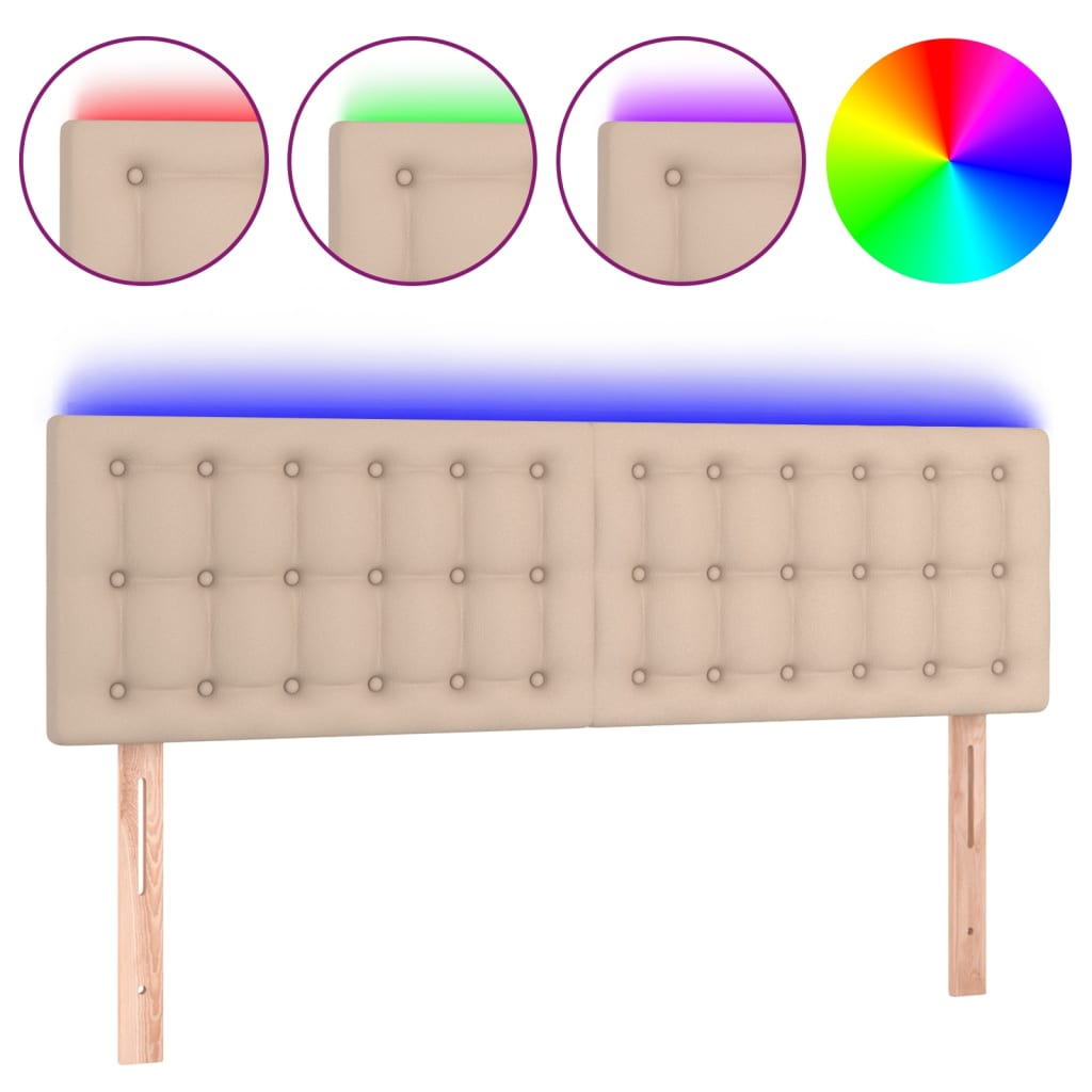 Hoofdbord LED 144x5x78/88 cm kunstleer cappuccinokleurig is nu te koop bij PeponiXL, paradijselijk wonen!