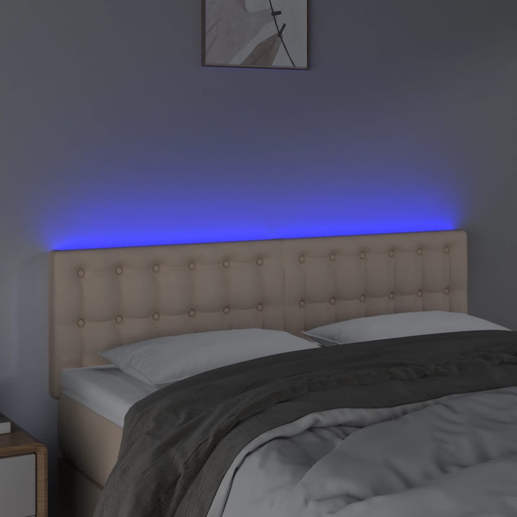 Hoofdbord LED 144x5x78/88 cm kunstleer cappuccinokleurig is nu te koop bij PeponiXL, paradijselijk wonen!