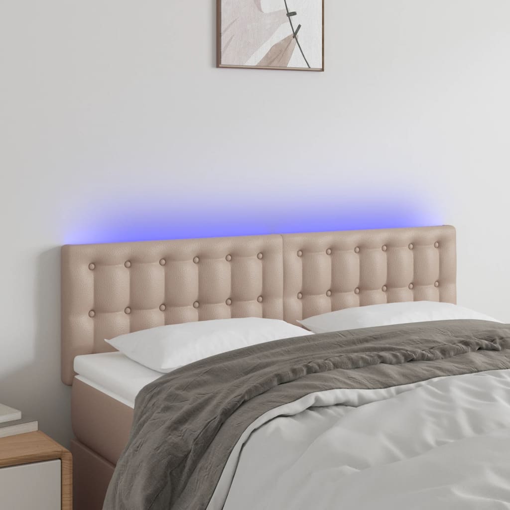 Hoofdbord LED 144x5x78/88 cm kunstleer cappuccinokleurig is nu te koop bij PeponiXL, paradijselijk wonen!