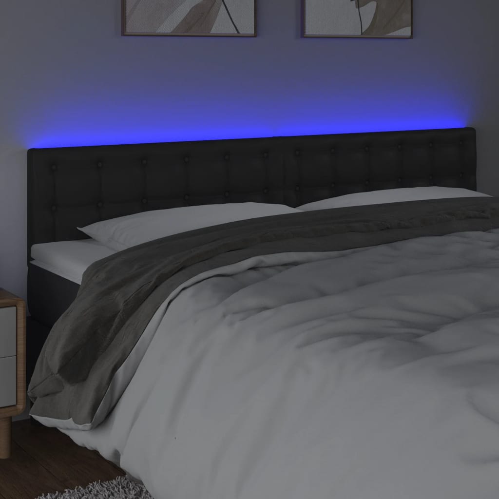 Hoofdbord LED 160x5x78/88 cm kunstleer zwart is nu te koop bij PeponiXL, paradijselijk wonen!