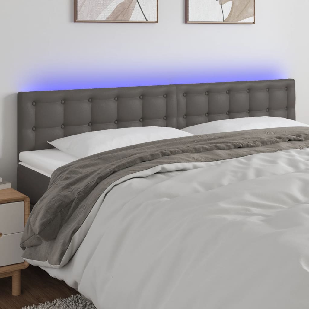 Hoofdbord LED 160x5x78/88 cm kunstleer grijs is nu te koop bij PeponiXL, paradijselijk wonen!