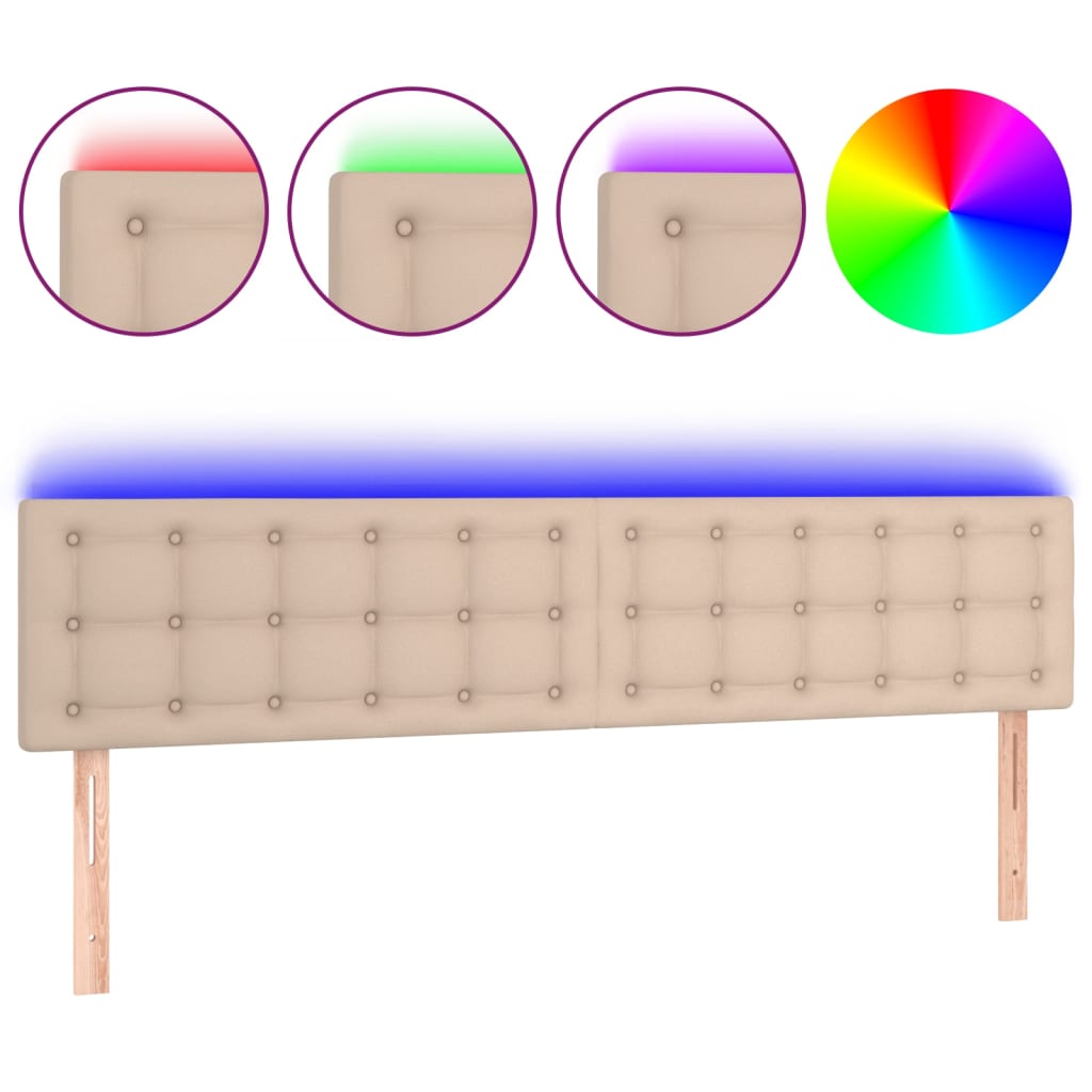 Hoofdbord LED 160x5x78/88 cm kunstleer cappuccinokleurig is nu te koop bij PeponiXL, paradijselijk wonen!