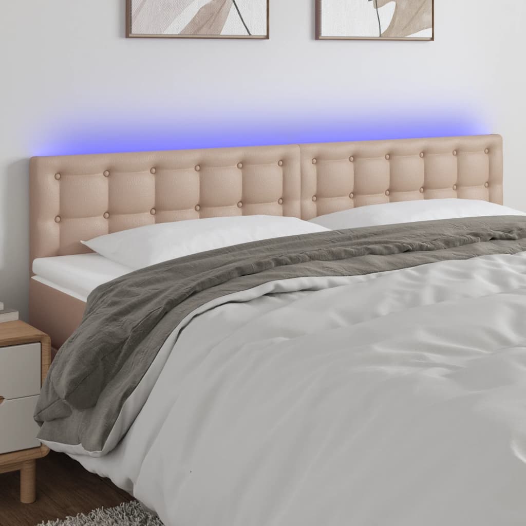 Hoofdbord LED 160x5x78/88 cm kunstleer cappuccinokleurig is nu te koop bij PeponiXL, paradijselijk wonen!